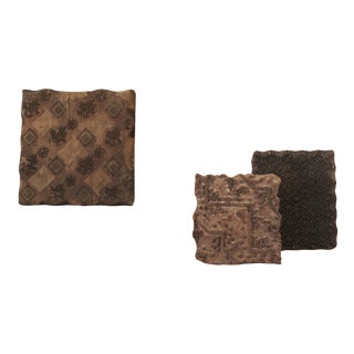 Antique Wooden Fabric Stamps, 1800s, Set of 3 For Sale