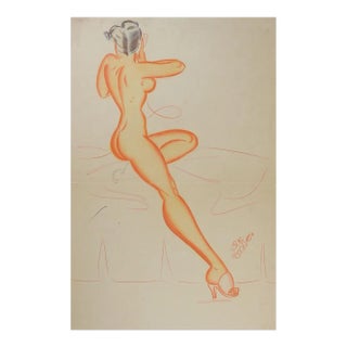 Vintage 1930's Nude Pinup Girl Illustration Drawing by Dick Boone For Sale