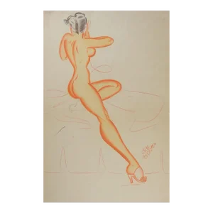 Vintage 1930's Nude Pinup Girl Illustration Drawing by Dick Boone