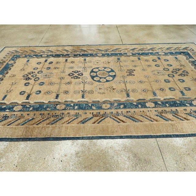 Textile Galerie Shabab Collection Early 20th Century Handmade East Turkestan Khotan Gallery Carpet, Circa 1900 For Sale - Image 7 of 9