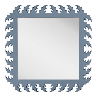 Fleur Home Audubon Square Mirror in Bachelor Blue, 48x48 For Sale