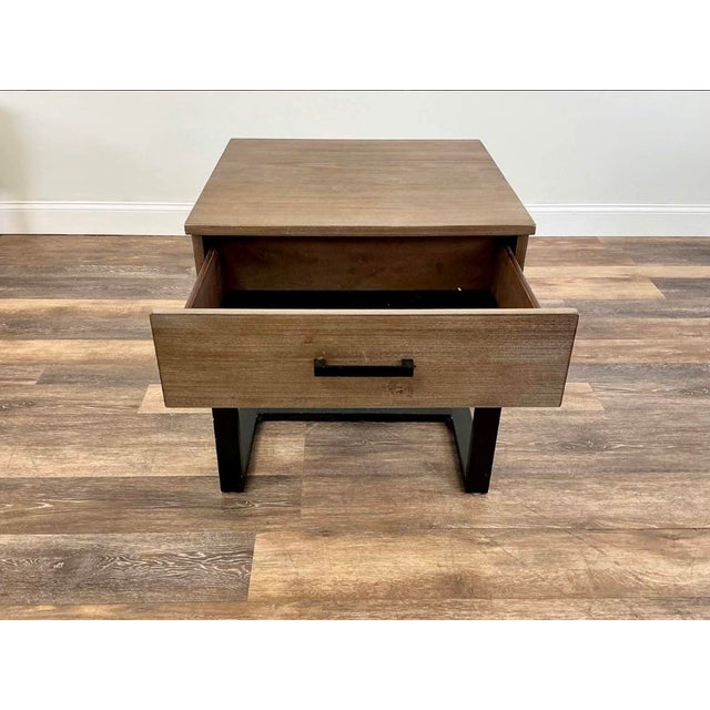 Industrial Lane Furniture Reclaimed Wood and Black Metal End Tables, Pair For Sale - Image 3 of 10