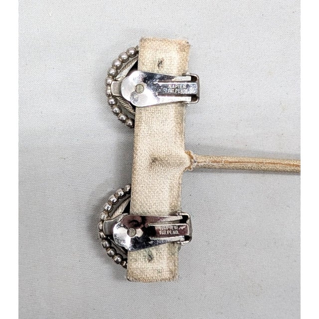 Vintage Signed Napier Round Rhodium Plated Clip Earrings-2 Pieces For Sale In Philadelphia - Image 6 of 7