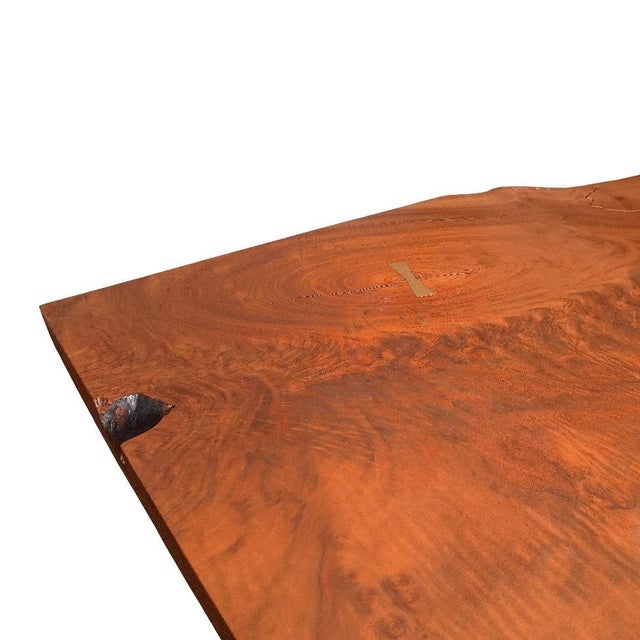 George Nakashima Custom 16 Feet Double Slab Claro Walnut With Cantilever Base Table - George Nakashima Inspired For Sale - Image 4 of 15