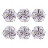 Hand-Painted South African Art Pottery Botanical Pinwheel Plates - Set of 6 For Sale
