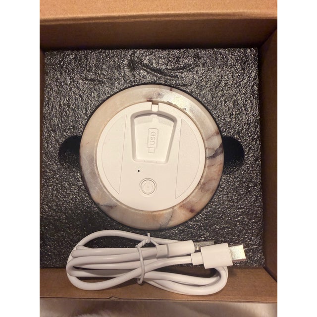 Mauve New Pair of Calacatta Marble Cordless Lamps – Rechargeable – $110 For Sale - Image 8 of 8