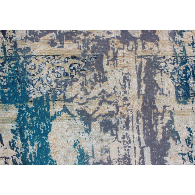 Vintage Rug in Modern Design in Shades of Blue, Gray, and Ivory 9'8 X 14'2 For Sale - Image 11 of 13
