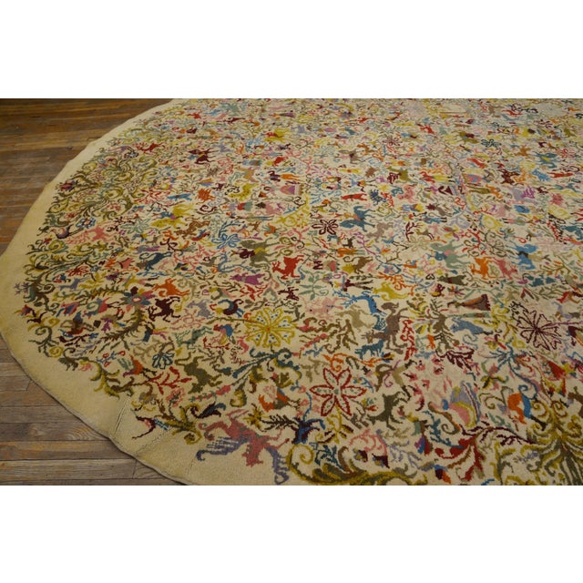Lovely Ivory Field With Multicolored Mobile Figures Vintage Ecuadorian Rug by Olga Fisch For Sale - Image 4 of 7