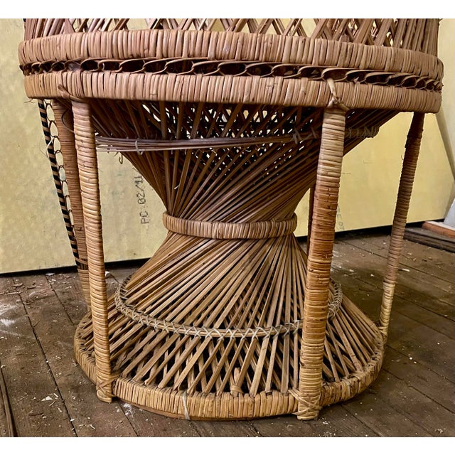 Mommy & Me Pr Small Large Rattan Emmanuelle Fan Peacock Bohemian Wicker Chairs For Sale - Image 6 of 12