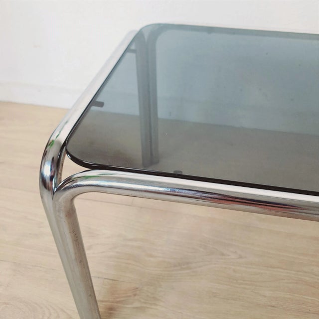 Vintage Glass Table with Chrome Tubular Frame from Soto, Spain, 1965, in Very Good conditions. Designed 1960 to 1969 I...