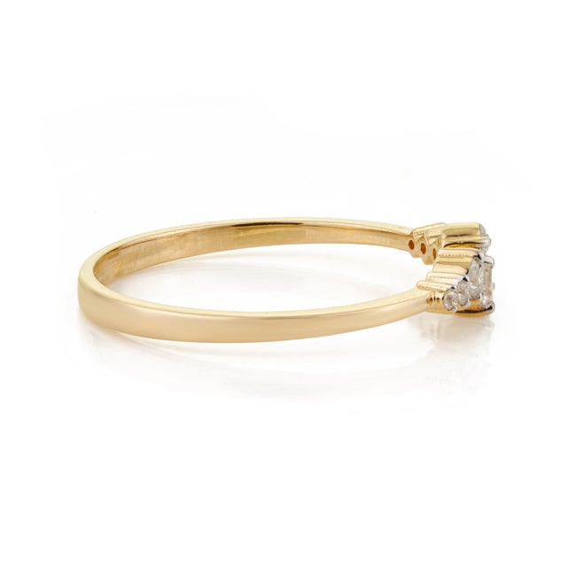 Metal Modernist Natural Diamond Cluster Stacking Ring Size 6.5 in 14k Yellow Gold For Sale - Image 7 of 15