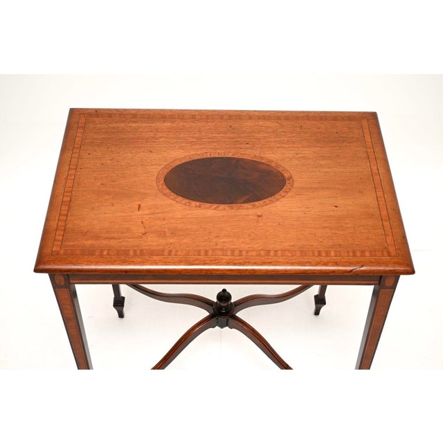 Antique Edwardian Inlaid Walnut Side Table, 1890 For Sale - Image 4 of 8