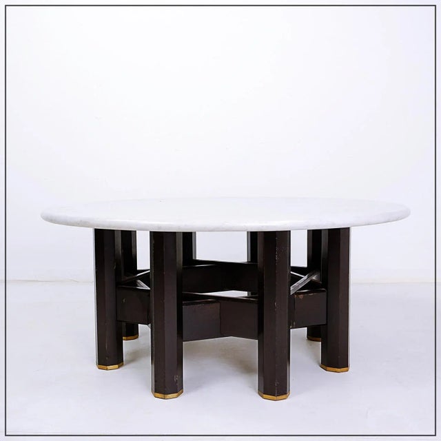 Metal Coffee Table with Round Marble Top by Jan Vlug, Belgium, 1970s For Sale - Image 7 of 12