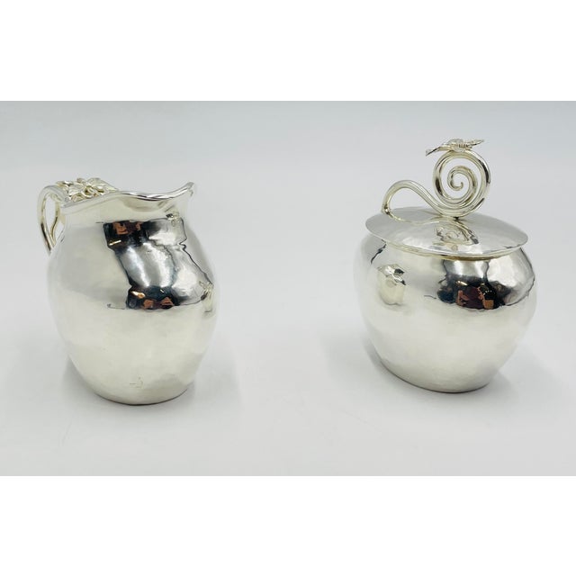 Vintage Emilia Castillo Mexican Silversmith Creamer and Sugar Bowl, Hand Signed For Sale - Image 10 of 18