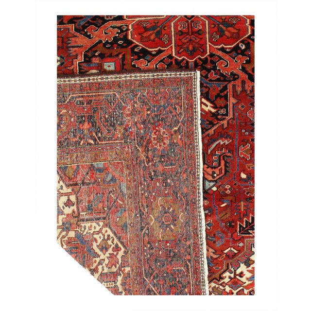 Traditional Pasargad DC Rust Persian Hand Knotted Fine Heriz Rug For Sale - Image 3 of 4