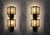Postmodern Large Wall Sconces in Brass and Amber Glass, 1980s, Set of 2 For Sale - Image 3 of 14