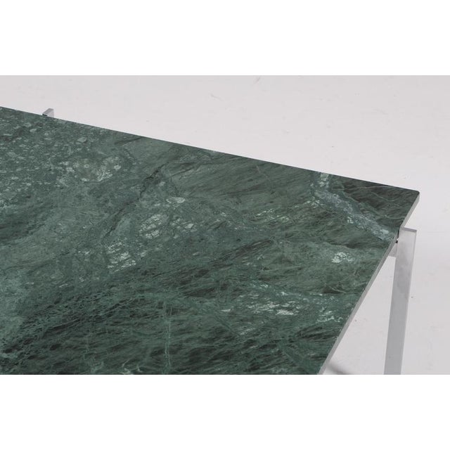 Coffee Table in Steel and Green Marble attributed to Poul Kjærholm for Fritz Hansen, 1970s For Sale - Image 6 of 9