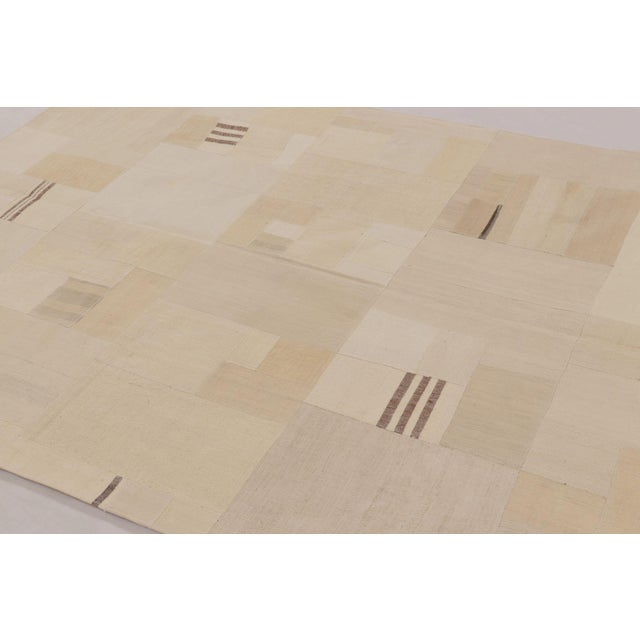 Traditional Vintage Turkish Patchwork Rug in Beige & Pastel Geometric Design - Rug & Kilim For Sale - Image 3 of 10