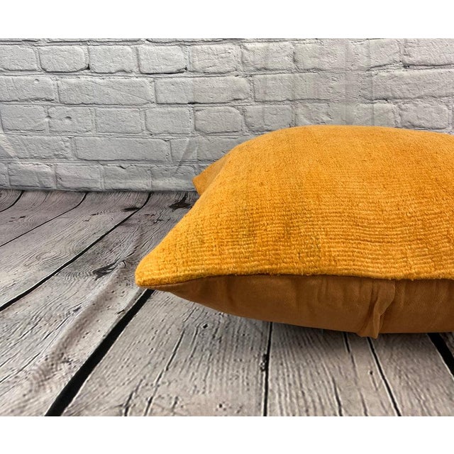 20 x 20 Hemp Pillow Turkish Cushion Natural Orange Pillow Cushion Cover For Sale - Image 4 of 4