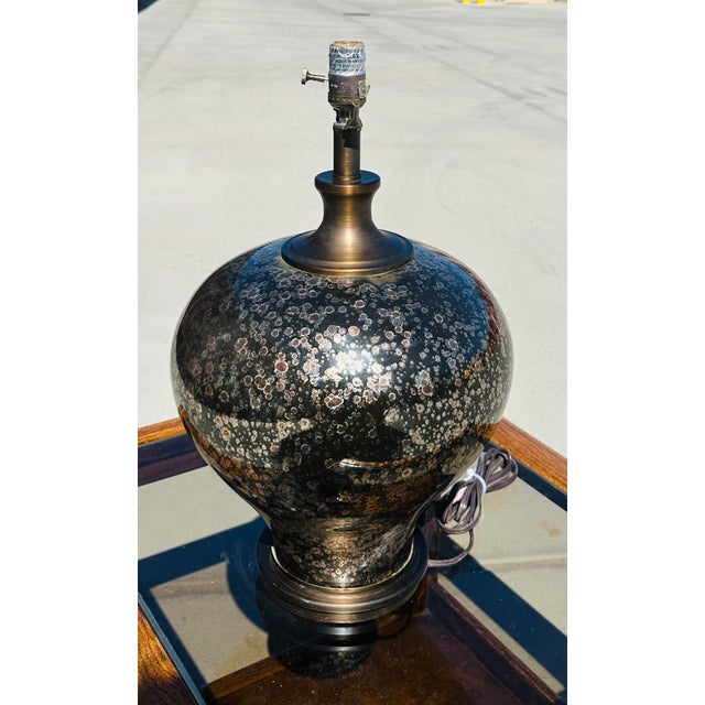 2010s Uttermost Bronze/Copper Glass Table Lamp For Sale - Image 5 of 9