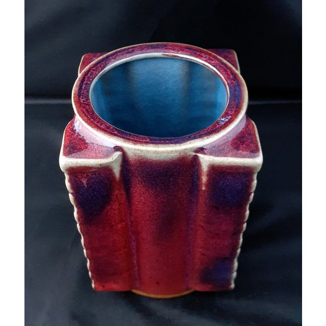 Early 20th Century Early 20th Century Chinese Porcelain Flambe Glaze Cong Vase For Sale - Image 5 of 9