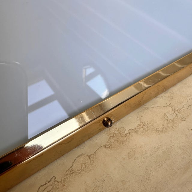 Geneva Opaline Milk Glass and Brass Flush Mounts in the style of Ralph Lauren, 1970s For Sale - Image 9 of 12