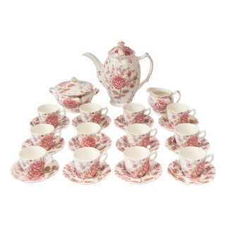 Vintage English Coffee Set, 1980s, Set of 27 For Sale