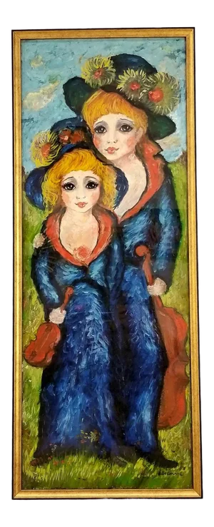 1960s Mid Century Original Oil Painting on Canvas
