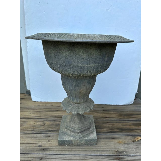Neoclassical Gray Metal Garden Urn Planter Chairish