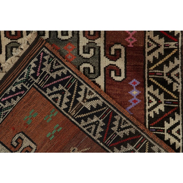 Vintage Turkish Tribal Runner in Brown and White With Multicolor Geometric Figures For Sale In New York - Image 6 of 7