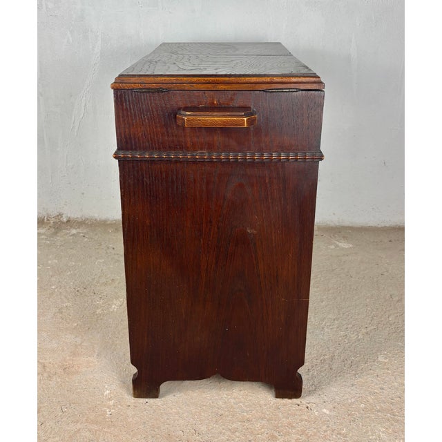 Spanish Oak Sewing Cabinet With Fabric Basket, Early 20th Century For Sale - Image 12 of 18