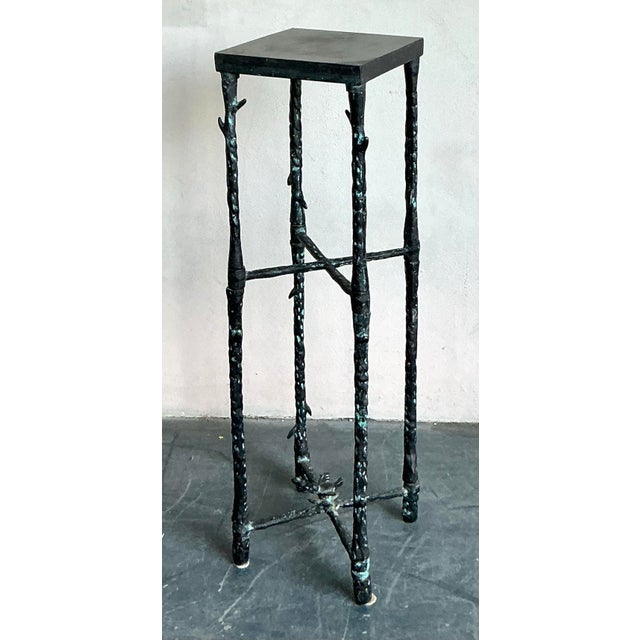 Vintage Boho Hammered Pedestal After Giacometti For Sale - Image 9 of 10