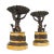 Bronze and Yellow Siena Marble Dishes on Stands, Set of 2 For Sale