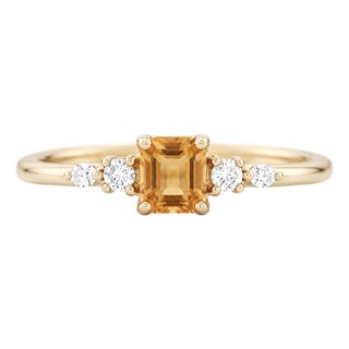 Citrine Engagement Ring • 18k Gold Plated Yellow Gemstone Ring • November Birthstone Ring Us 7 For Sale