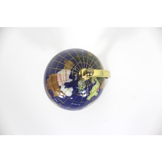 Vintage Gemstone Globe Lapis Lazuli and Semi Precious Stones Desk Top Small Office Decor, Collector Gift For Sale - Image 12 of 12