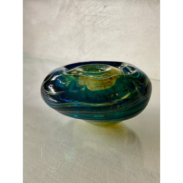 Glass Mdina Blue and Green Glass Ashtray, 1950s For Sale - Image 7 of 11