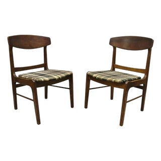 Vintage Mid Century Modern Walnut & Oak Sculptural Dining Side Chairs - A Pair For Sale