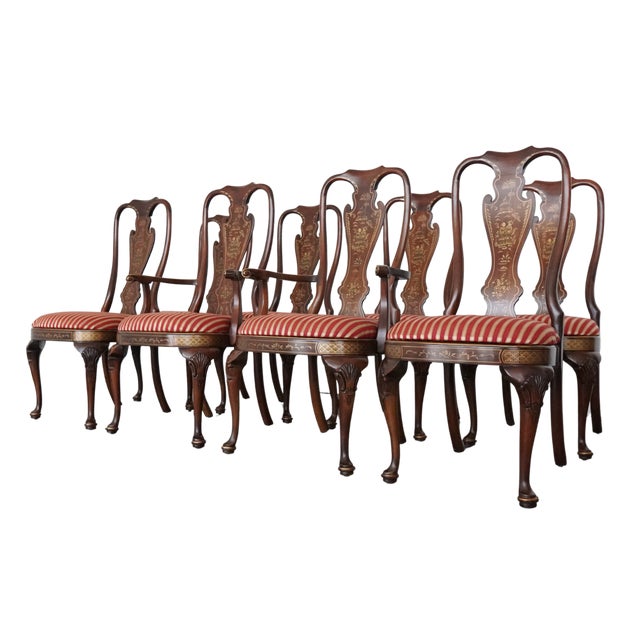Drexel Heritage Vintage Drexel Heritage Chinoiserie Dining Chairs (Set of 8) For Sale - Image 4 of 17