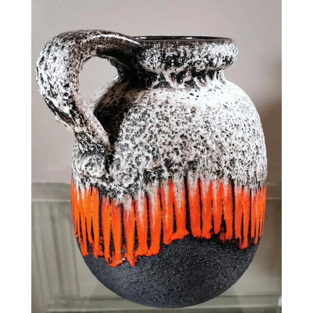 Brutalist Vintage Fat Lava-Style German Colored and Glazed Ceramic Pitcher With Handle For Sale - Image 3 of 13