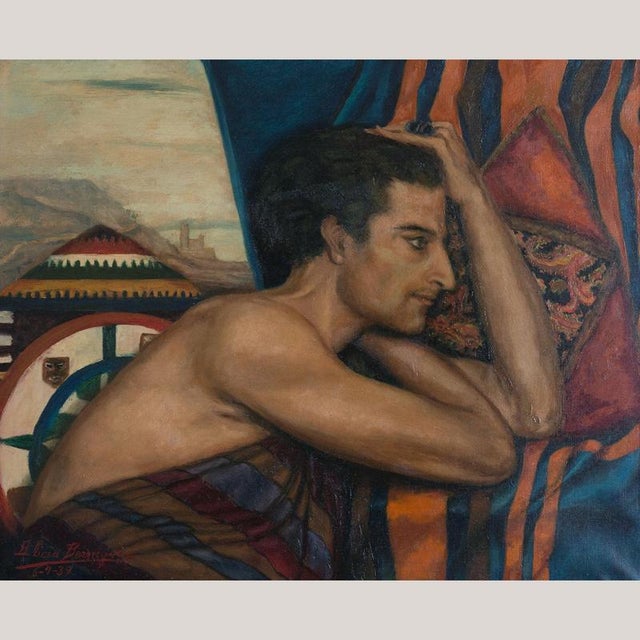 Alicia Berenguer, Portrait of a Seated Man, 1939, Oil Painting on Canvas, Framed For Sale - Image 11 of 11