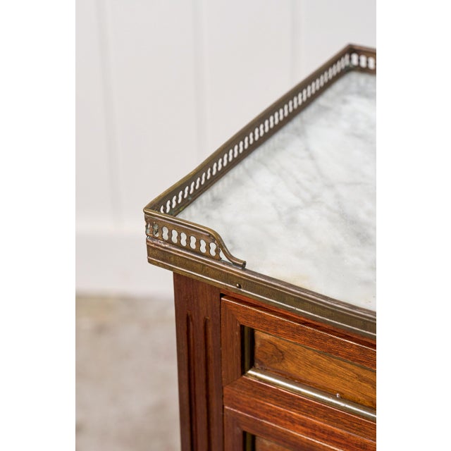 Pair of Louis XVI Style Side Tables With Marble Tops For Sale - Image 14 of 15
