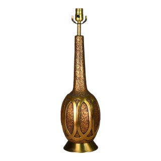Vintage Fortune Lamp Co. Gilt Genie Bottle Table Lamp For Sale