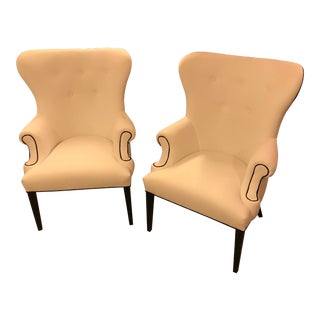 Custom-Designed Button-Back Chairs, a Pair For Sale