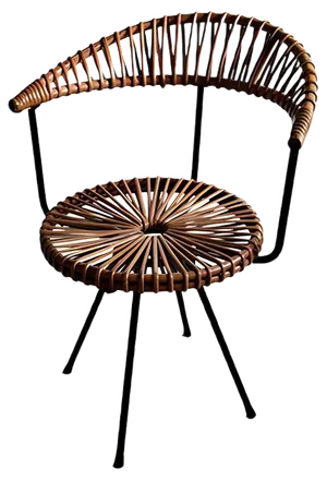 Mid Century Rattan & Black Iron Chair by Dirk van Sliedregt for Gebroeders Jonkers Noordwolde