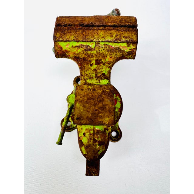 Vintage Columbian Bench Vise Cleveland Usa Layered Paint For Sale - Image 9 of 11