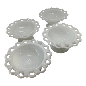 Vintage West Moreland Old Colony Large Milk Glass Dessert Bowls Set of 4