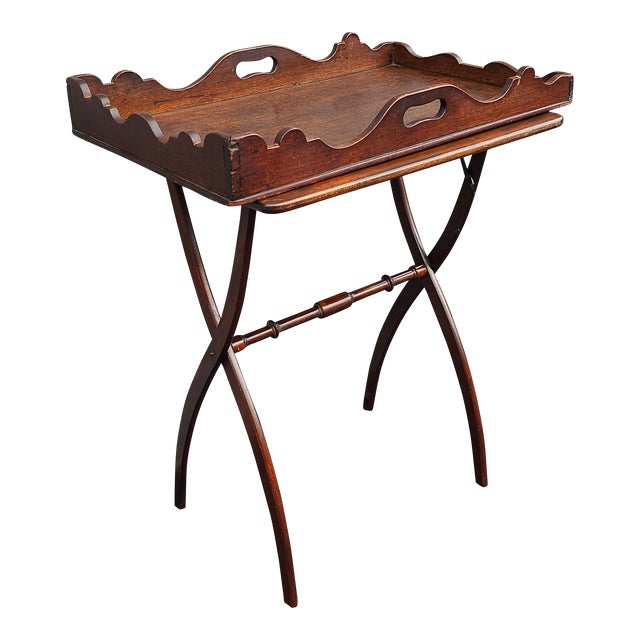 19th Century Mahogany Faux Bamboo Butler Tray Table For Sale