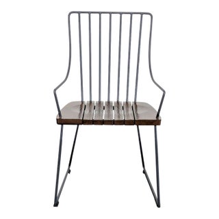 Crate & Barrel Industrial Metal & Wood Accent Chair For Sale