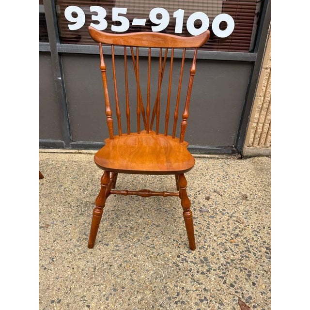 Set of 4 Vintage Windsor Style Spindle Back Dining Chairs For Sale - Image 14 of 15