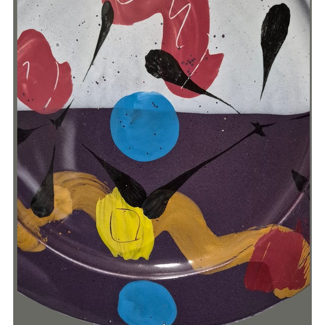 Vintage Vermont Dan Lasser Mid-Century Modern Abstract Expressionism Large Platter 15'' For Sale - Image 4 of 12